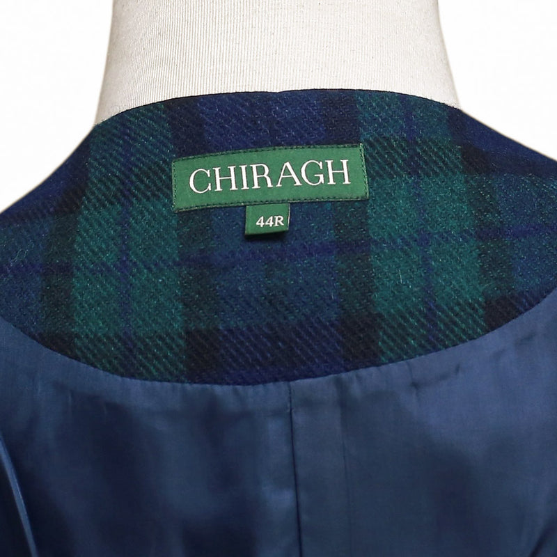 Mens Black Watch Tartan Vest 44R Blue Green Lambswool Plaid Waistcoat XL Formal