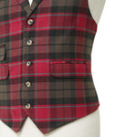 Mens Plaid Vest 44R Red Brown Teal Wool Waistcoat XL Formal Wedding Prom Party