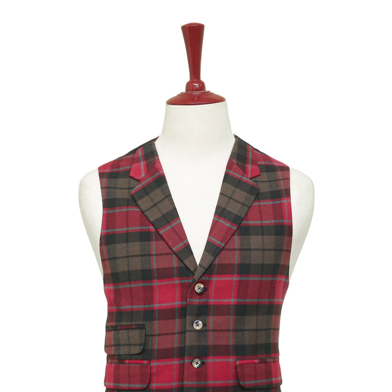Mens Plaid Vest 44R Red Brown Teal Wool Waistcoat XL Formal Wedding Prom Party