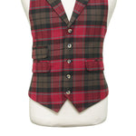 Mens Plaid Vest 44R Red Brown Teal Wool Waistcoat XL Formal Wedding Prom Party