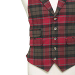 Mens Plaid Vest 44R Red Brown Teal Wool Waistcoat XL Formal Wedding Prom Party