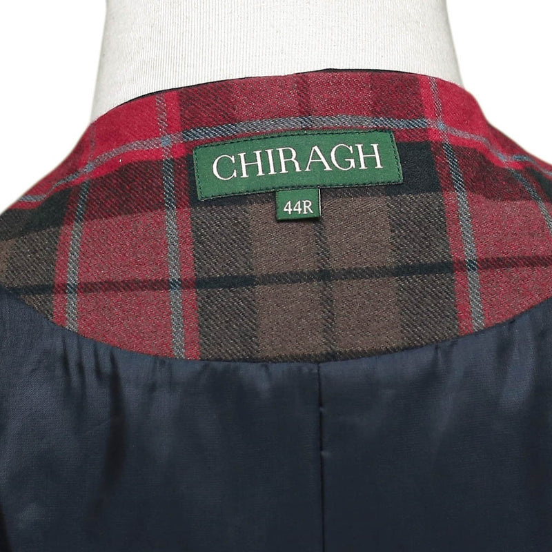 Mens Plaid Vest 44R Red Brown Teal Wool Waistcoat XL Formal Wedding Prom Party