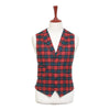 Mens Tartan Plaid Vest 44R Red Green Wool Waistcoat XL Formal Wedding Prom Party