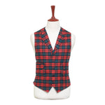 Mens Tartan Plaid Vest 44R Red Green Wool Waistcoat XL Formal Wedding Prom Party