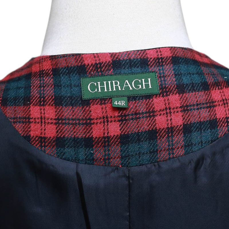 Mens Tartan Plaid Vest 44R Red Green Wool Waistcoat XL Formal Wedding Prom Party