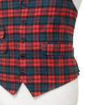 Mens Tartan Plaid Vest 44R Red Green Wool Waistcoat XL Formal Wedding Prom Party