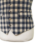 Mens Velvet Vest 44R Black Beige Check Plaid Waistcoat XL Western Casual Preppy