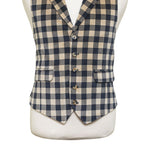 Mens Velvet Vest 44R Black Beige Check Plaid Waistcoat XL Western Casual Preppy