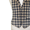 Mens Velvet Vest 44R Black Beige Check Plaid Waistcoat XL Western Casual Preppy