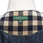 Mens Velvet Vest 44R Black Beige Check Plaid Waistcoat XL Western Casual Preppy
