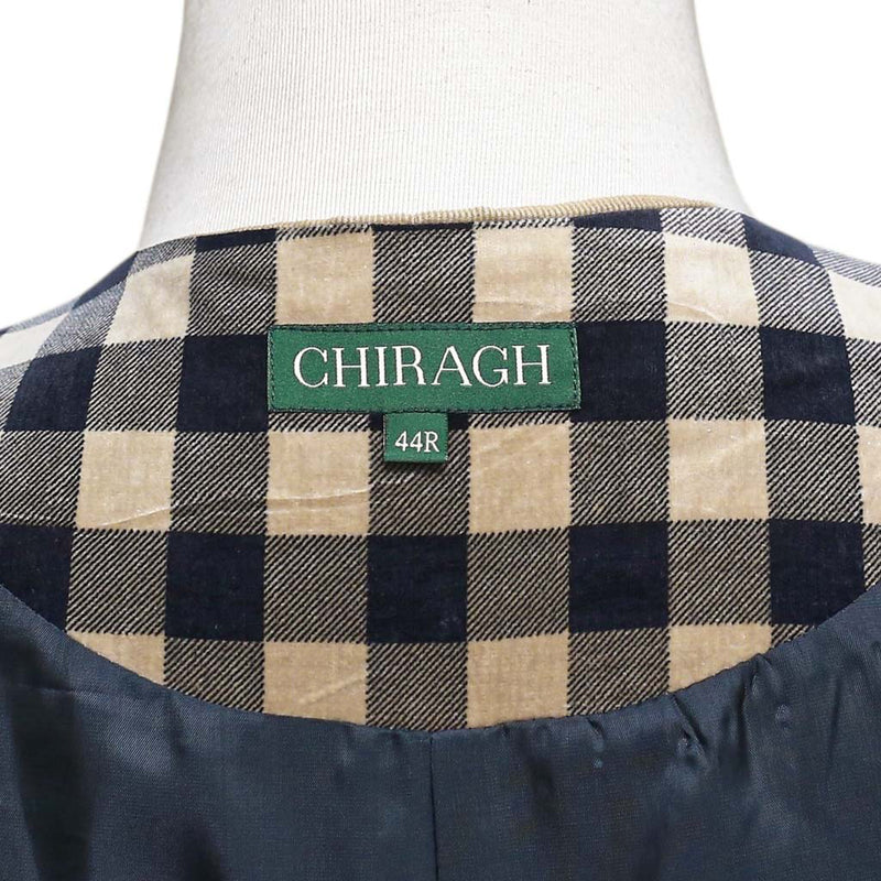 Mens Velvet Vest 44R Black Beige Check Plaid Waistcoat XL Western Casual Preppy