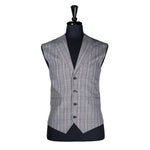 Mens Vest Blue Yellow Plaid Check Formal Wedding Suit Lapel Waistcoat Large