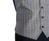 Mens Vest Blue Yellow Plaid Check Formal Wedding Suit Lapel Waistcoat Large