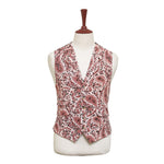 Mens Paisley Vest 44R Red Beige Waistcoat Formal Wedding Prom Party Groom