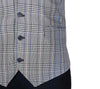 Mens Vest Blue Yellow Plaid Check Formal Wedding Suit Lapel Waistcoat Large