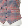 Mens Plaid Check Vest 44R Red Blue Beige Wool Waistcoat XL Western Casual Preppy