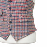 Mens Plaid Check Vest 44R Red Blue Beige Wool Waistcoat XL Western Casual Preppy