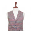 Mens Plaid Check Vest 44R Red Blue Beige Wool Waistcoat XL Western Casual Preppy