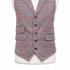 Mens Plaid Check Vest 44R Red Blue Beige Wool Waistcoat XL Western Casual Preppy