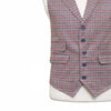 Mens Plaid Check Vest 44R Red Blue Beige Wool Waistcoat XL Western Casual Preppy