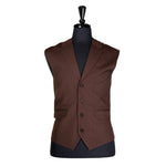 Mens Vest Brown Striped Wool Dress Formal Wedding Suit Lapel Waistcoat Large