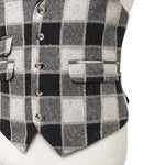 Mens Tweed Wool Vest 44R Black Beige Plaid Waistcoat XL Western Casual Preppy