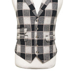 Mens Tweed Wool Vest 44R Black Beige Plaid Waistcoat XL Western Casual Preppy