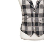 Mens Tweed Wool Vest 44R Black Beige Plaid Waistcoat XL Western Casual Preppy