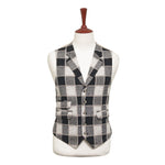 Mens Tweed Wool Vest 44R Black Beige Plaid Waistcoat XL Western Casual Preppy