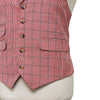 Mens Vest 44R Red Black White Plaid Check Waistcoat Formal Wedding Prom Party