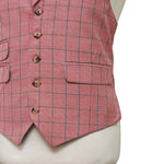 Mens Vest 44R Red Black White Plaid Check Waistcoat Formal Wedding Prom Party