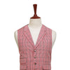 Mens Vest 44R Red Black White Plaid Check Waistcoat Formal Wedding Prom Party