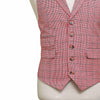 Mens Vest 44R Red Black White Plaid Check Waistcoat Formal Wedding Prom Party