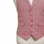 Mens Vest 44R Red Black White Plaid Check Waistcoat Formal Wedding Prom Party