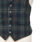 Mens Vest 44R Tartan Plaid Green Blue Wool Waistcoat XL Formal Wedding Party