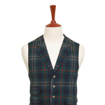Mens Vest 44R Tartan Plaid Green Blue Wool Waistcoat XL Formal Wedding Party