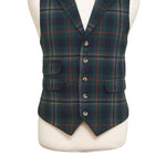 Mens Vest 44R Tartan Plaid Green Blue Wool Waistcoat XL Formal Wedding Party