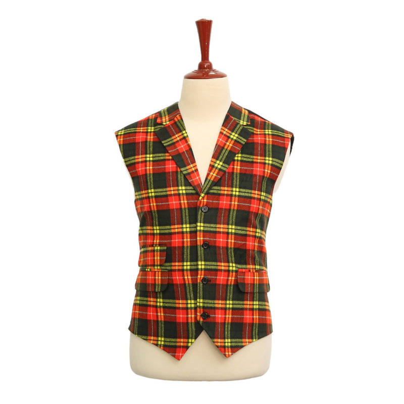 Mens Vest Suit Lapel Orange Yellow Plaid Dress Formal Wedding Waistcoat XL 46