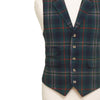 Mens Vest 44R Tartan Plaid Green Blue Wool Waistcoat XL Formal Wedding Party