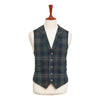 Mens Vest 44R Tartan Plaid Green Blue Wool Waistcoat XL Formal Wedding Party