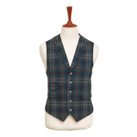 Mens Vest 44R Tartan Plaid Green Blue Wool Waistcoat XL Formal Wedding Party