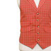 Mens Vest 44R Orange Beige Check Waistcoat Formal Wedding Prom Party Groom