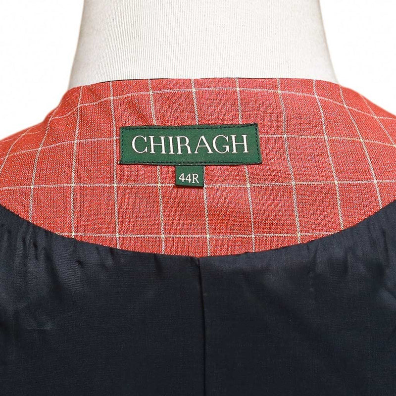 Mens Vest 44R Orange Beige Check Waistcoat Formal Wedding Prom Party Groom