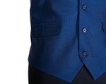 Mens Vest Blue Pinstripe Wool Handmade Formal Wedding Suit Lapel Waistcoat Large