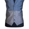 Mens Vest Blue Gray Color Block Dress Formal Wedding Suit Lapel Waistcoat Large