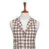 Mens Vest 44R Brown Beige Plaid Check Waistcoat XL Western Casual Preppy Party