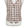 Mens Vest 44R Brown Beige Plaid Check Waistcoat XL Western Casual Preppy Party