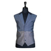 Mens Vest Blue Gray Color Block Dress Formal Wedding Suit Lapel Waistcoat Large