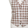 Mens Vest 44R Brown Beige Plaid Check Waistcoat XL Western Casual Preppy Party