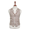 Mens Vest 44R Brown Beige Plaid Check Waistcoat XL Western Casual Preppy Party